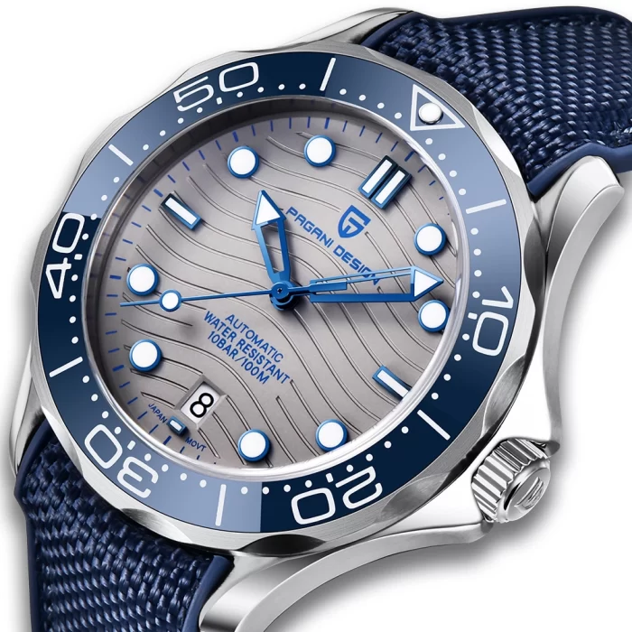 Blue Grey Rubber Pagani Design PD-1685 Seamaster Pro Wave