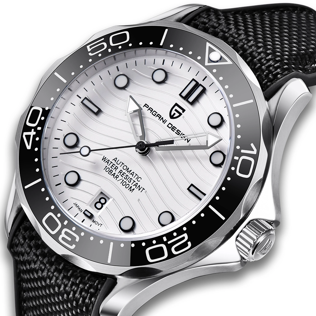 White Black Rubber Pagani Design PD-1685 Seamaster Pro Wave